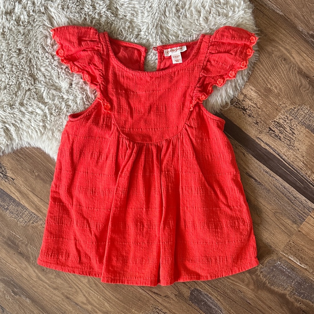 Cat & Jack Red Flutter Sleeve Girls Top